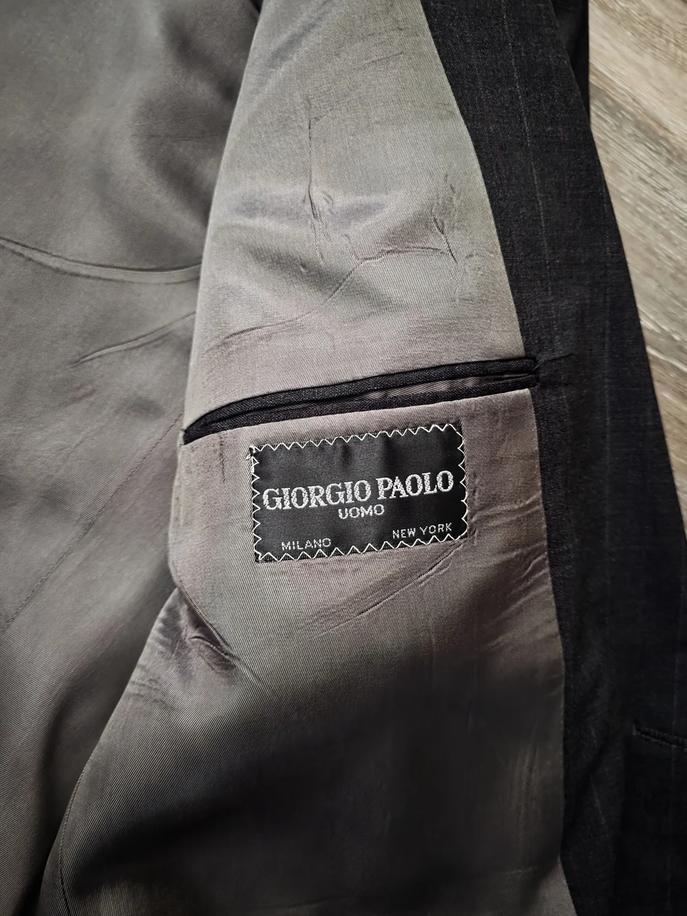 Men's Pinstripe Single-Breasted Blazer - Black